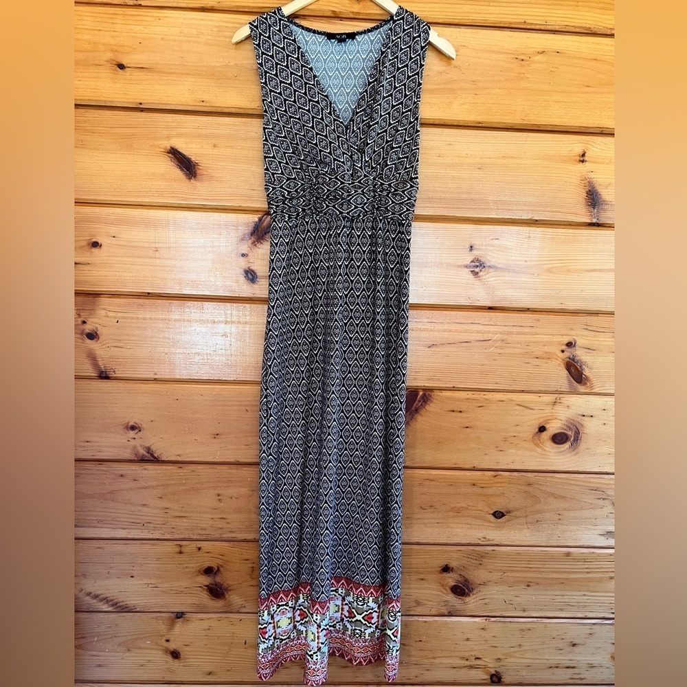 AGB border print maxi dress Summer Colorful size small